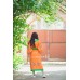Boho Style Embroidered Loong Dress "Summer Birds" Orange/Green